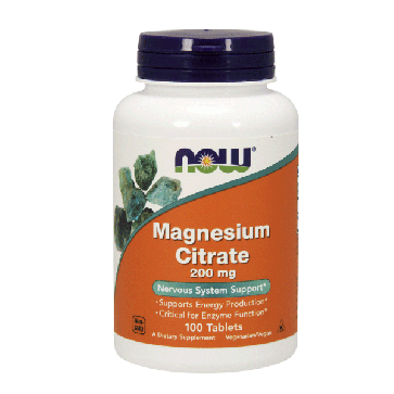 Magnesium Citrate 200MG 100 TABS NOW Foods