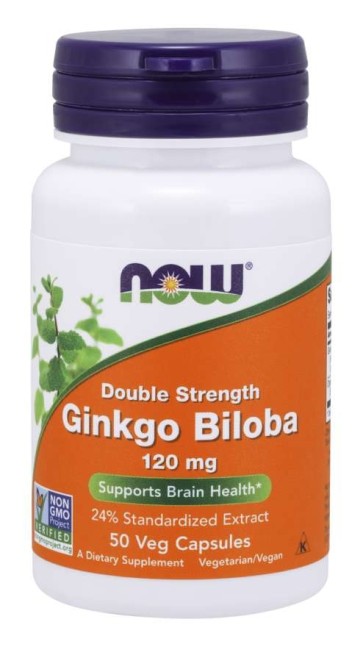 Ginkgo Biloba Double Strength 120 mg 50 Veg Capsules Now foods